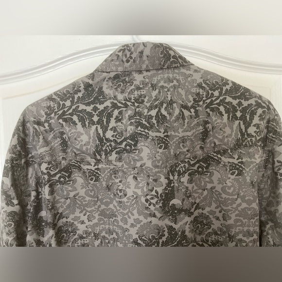 Wrangler Retro Premium Gray Floral Western Pearl Snap Shirt, Size L, NWT - Picture 6 of 16